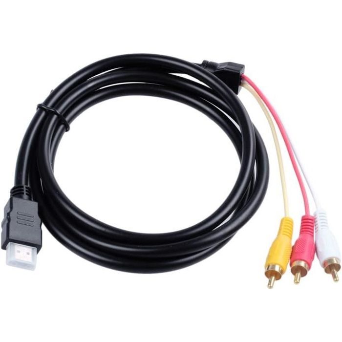 CABLE COAXIAL 3 Rca Compatible HDMI AV HDMI ligne jaune rouge de video et  ligne AV HDMIbrLe connecteur plaque or noyau de fil cu1461 - Cdiscount  Informatique