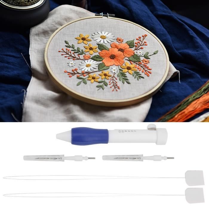 Ensemble de stylo de broderie bricolage Kit daiguille de poinçon de couture à tricoter Accessoires de couture (ensemble doutils)