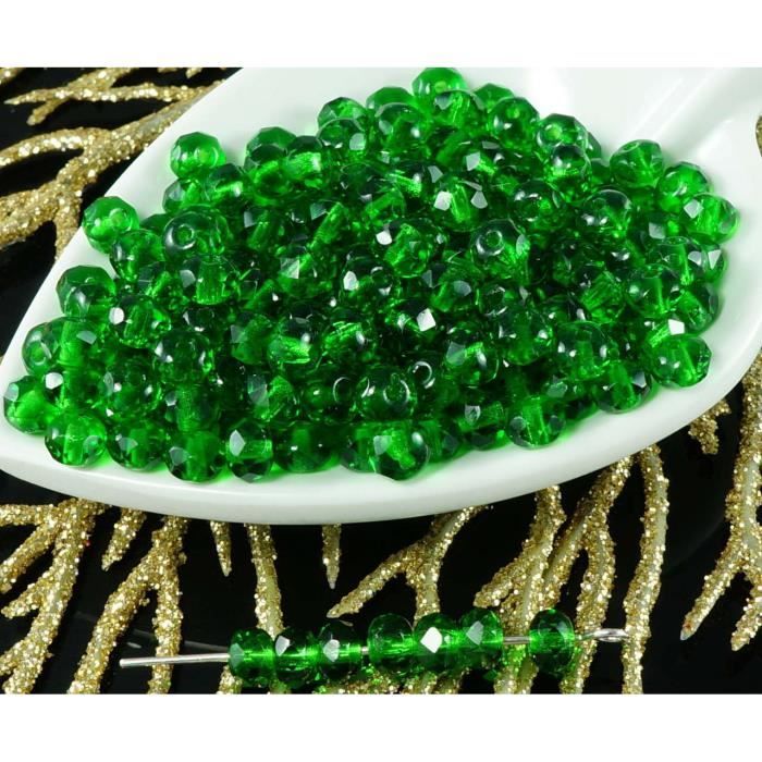 20 perles à Facettes Rondelles 6 x 4 mm en Cristal Vert clair