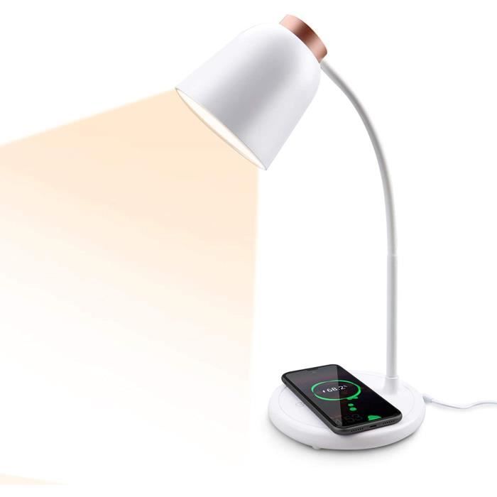 Collen lampe de bureau led avec chargeur sans fil à induction intensité  variable protection des yeux 10 w 3 modes d'éclairage avec - Cdiscount  Maison