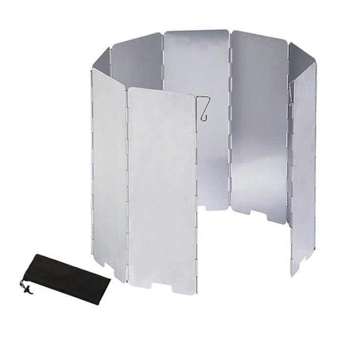 argent - Pare-vent pour poêle d'extérieur pliable en aluminium, 9 plaques,  protection contre le vent pour brû