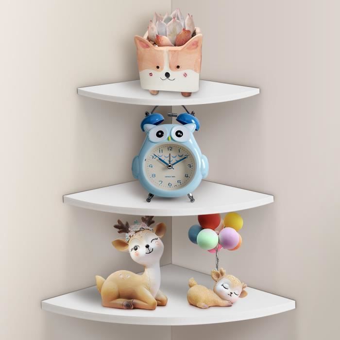 Étagères murales dangle - Blanc - Lot de 3 - PVC - Dimensions variées - Style contemporain