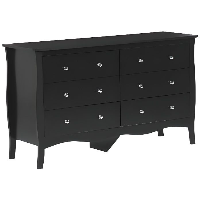 Commode noire 6 tiroirs WINCHESTER - BELIANI - Vintage - Bois - Panneaux de particules - Mat Commode noire 6 tiroirs WINCHESTER - BELIANI - Vintage - Bois - Panneaux de particules - Mat