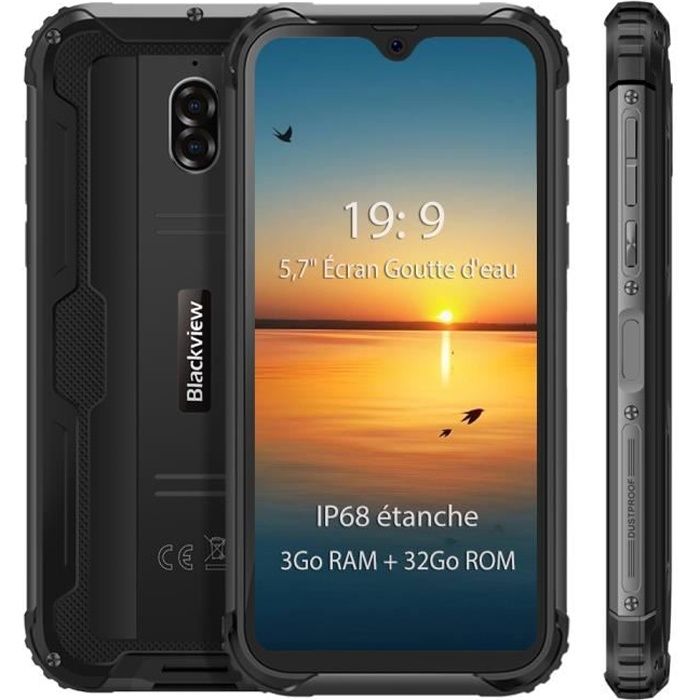 Vente T&eacute;l&eacute;phone portable Blackview BV5900 Smartphone IP68 étanche 4G 5.7'' Écran 3Go Ram 32Go Rom Android 9.0 Téléphone portable Incassable - Noir pas cher