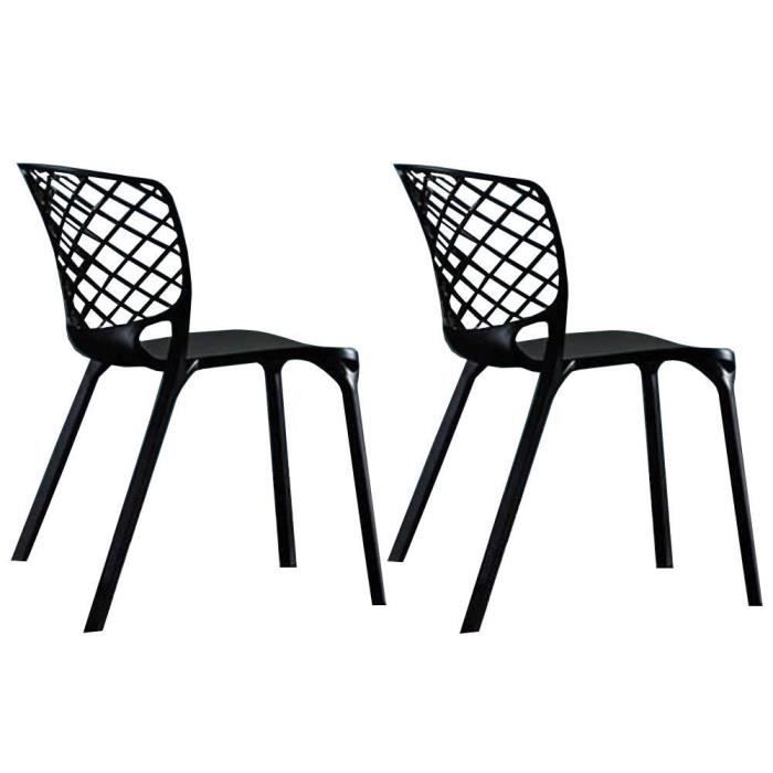 lot de 2 chaises empilable gamera  noire noir plastique / abs inside75