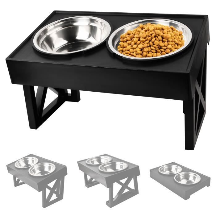 Meilleurs prix pour Gamelle Chien réglable en Hauteur, avec 2 Bols en Acier Inoxydable Convient aux chiens de différentes tailles