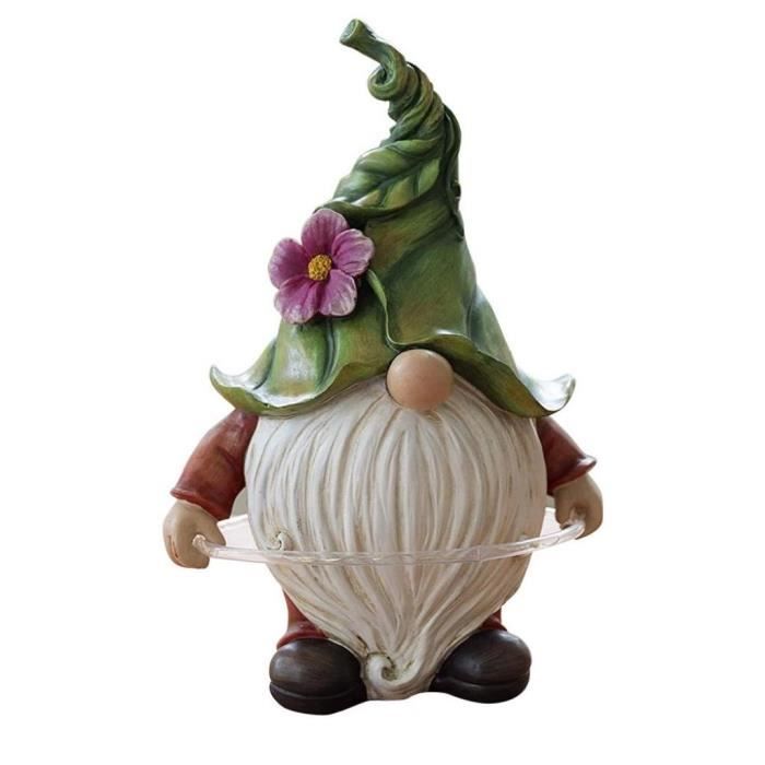 Lanterne Solaire Gnome De Jardin - Résine, 15x13x25 Cm - Décoration Lumineuse Extérieure Verte