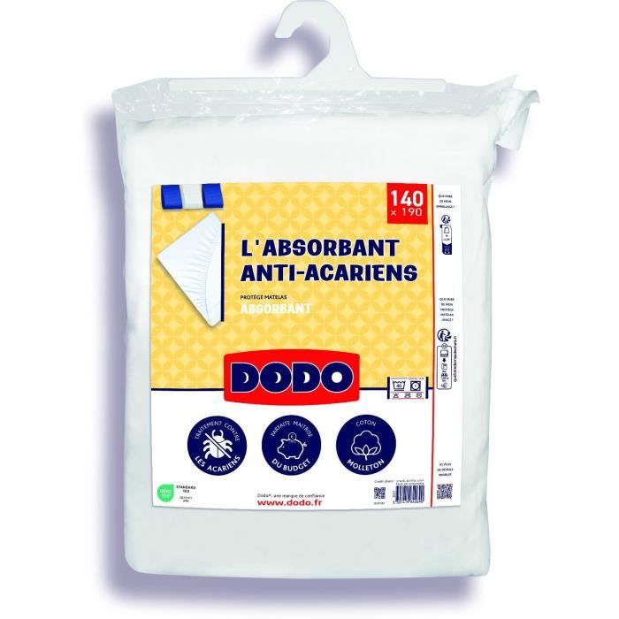 Protège Matelas Absorbant - DODO - 140 x 190 cm - Coton - Anti acariens