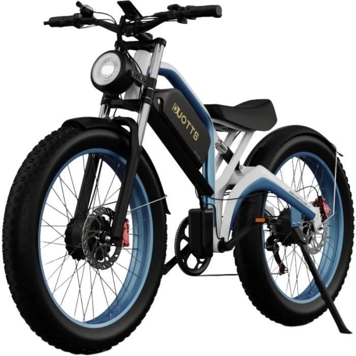 Velo electrique adulte DUOTTS N26 blanc Autonomie 120km Pneus 26 pouces tout terrain avec tout suspendu vtc fat bike 48v20ah Cdiscount Sport
