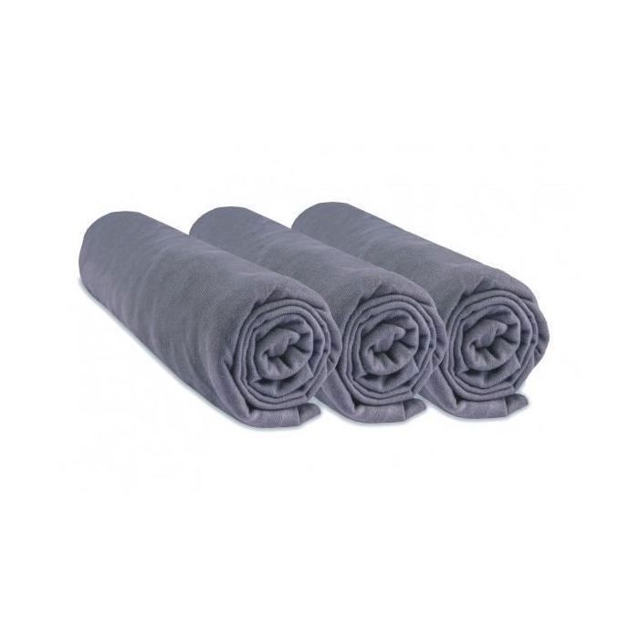Lot De 3 Draps Housse 70x140 Cm Bébé - 100% Coton Jersey Rose Blanc Parme - Easy Dort