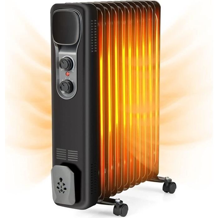 Radiateur Bain d'Huile 2500 Watts - Thermostat + 3 Puissances - Warm Tech
