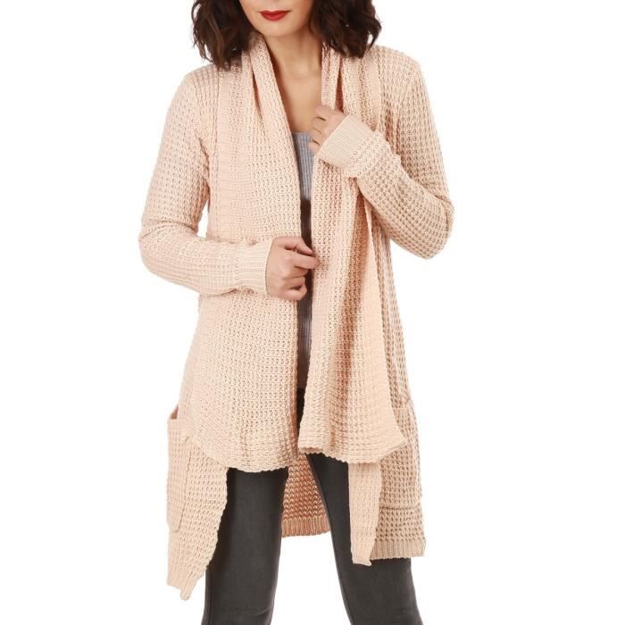 Gilet Long Rose Poudre A Grosse Maille Tu U Rose Cdiscount Pret A Porter