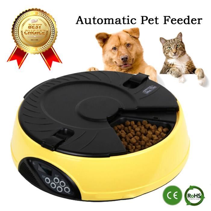LCC® Distributeur Automatique De Nourriture Pour Animaux - Pour 6 Repas/Jour Pet Feeder Automatique 32 × 9 cm pour Chien/Chat -