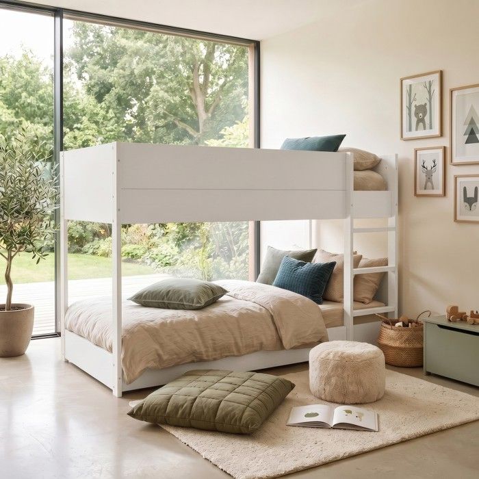 LIT SUPERPOSE 90x190 BOB + 2 SOMMIERS / Blanc