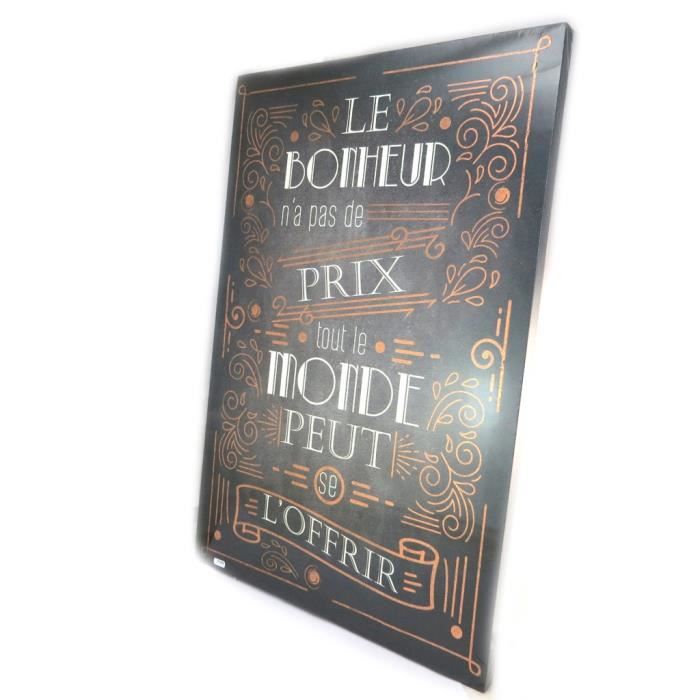 Toile Ardoise Citations Noir Le Bonheur N A Pas De Prix Tout Le Monde Peut Se L Offrir 60x40 Cm P2969 Cdiscount Maison