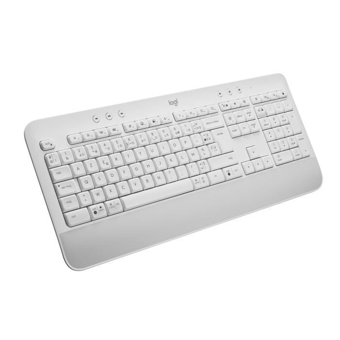 Clavier - Sans fil - Logitech - Signature K650 - AZERTY - Ergonomique avec repose-poignets - Blanc