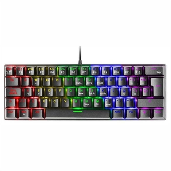 MARSGAMING Mars Gaming MK60 Noir, Clavier Gaming Mécanique FRGB, Antighosting, Switch Mécanique Rouge, Langue