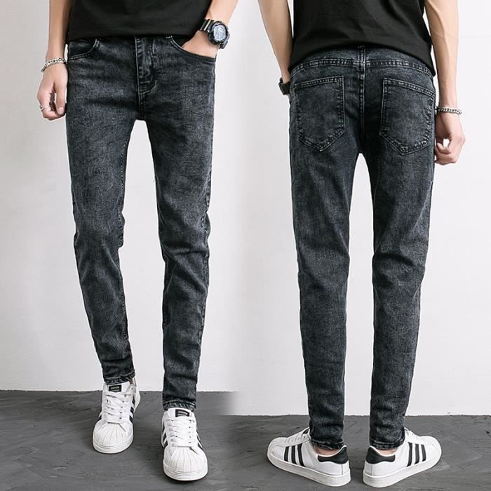FUNMOON Jeans Hommes skinny mode Respirant Élasticité Slim Pantalon crayon