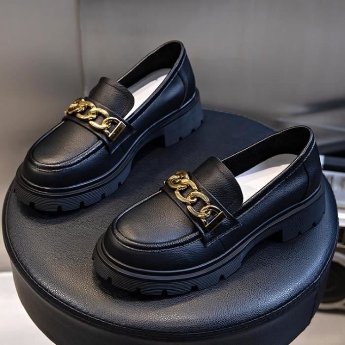 Mocassin femme plateforme cuir on sale