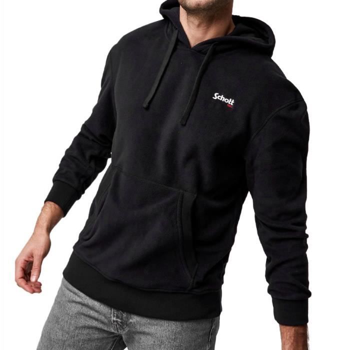 sweat à capuche noir homme schott micro polar