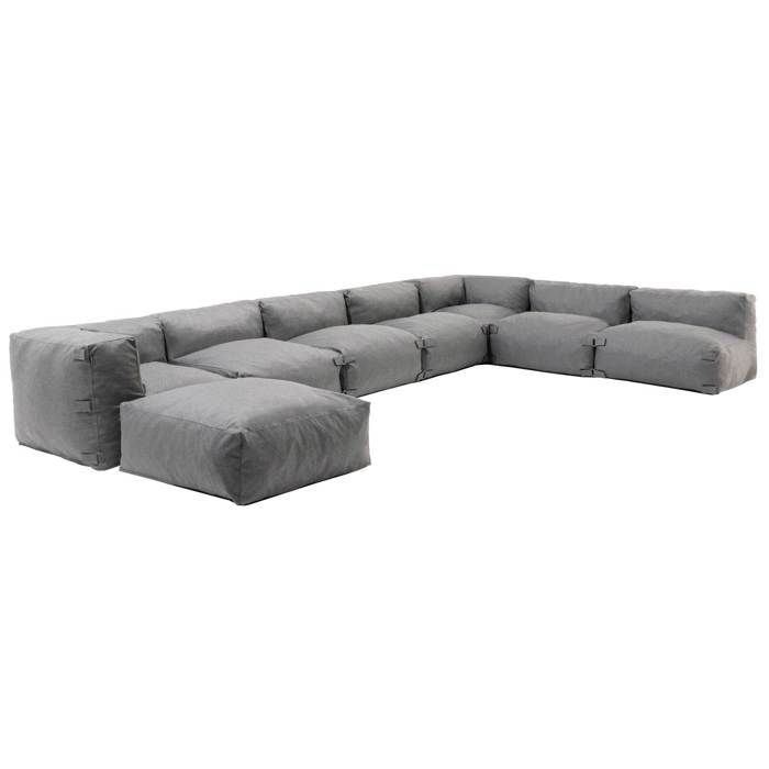 Canapé dangle de jardin modulable 8 places gris Mixi Oviala