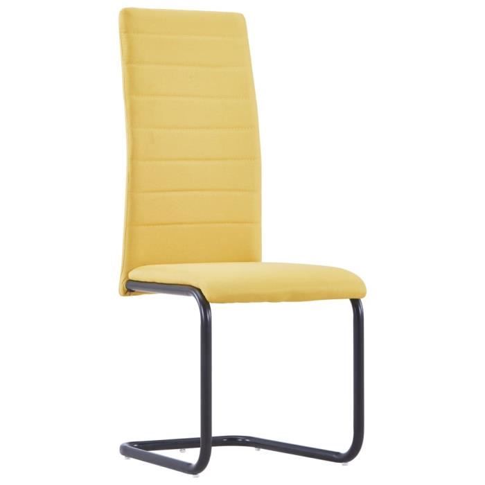 bingo lot de 4 pcs chaises de cuisine - scandinave - fauteuils cantilever jaune tissu 42x53,5x99,5cm|18402