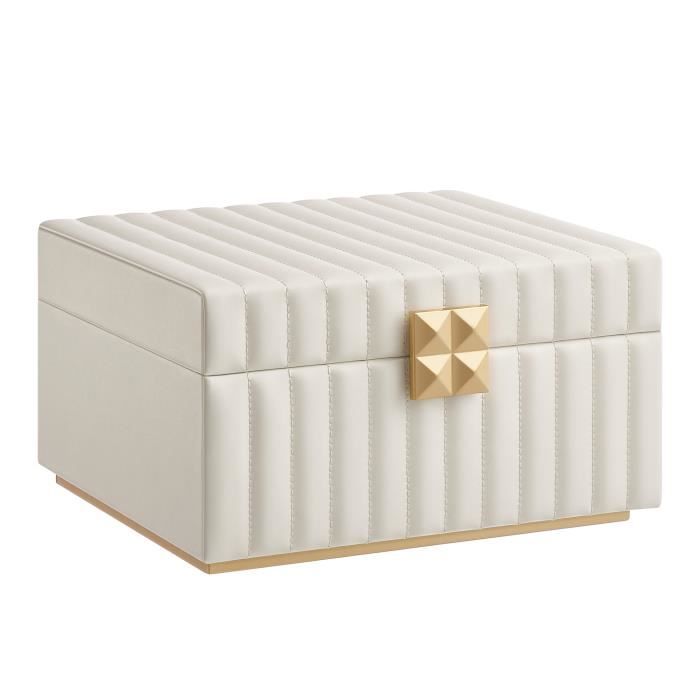 SONGMICS HOME Boîte à Bijoux ANAH Collection à 2 Étages avec Miroir Organiseur Plateau Amovible Blanc Nuage