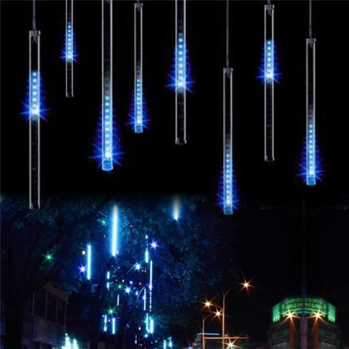 Stillcool® 30cm 8tubes LED étanche Scintillement Guirlande lumineuse météore Lampe tombant goutte de pluie décoration BLEU