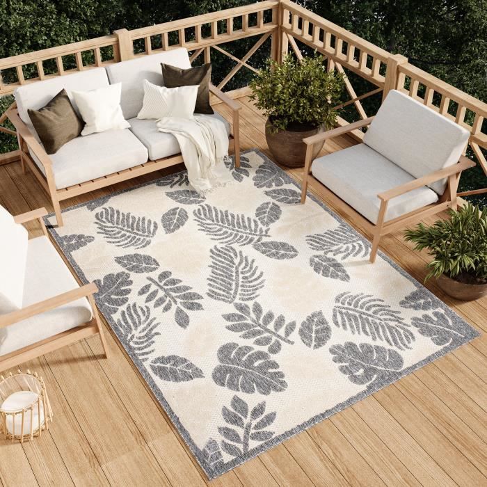 Tapis D'Extérieur Résistant Palmiers - Imperméable Moderne Pour Jardin Terrasse Balcon