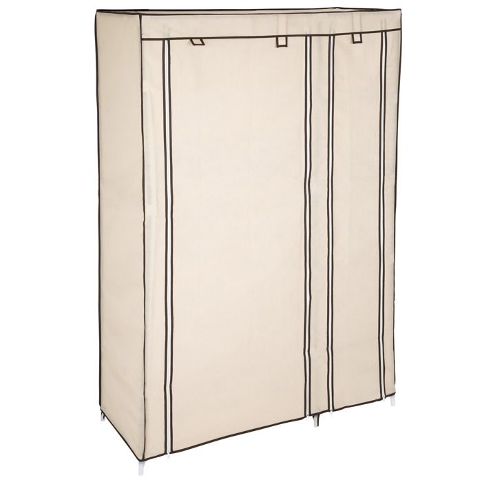 tectake armoire penderie à 6 compartiments en tissu 107 cm x 175 cm x 45 cm beige