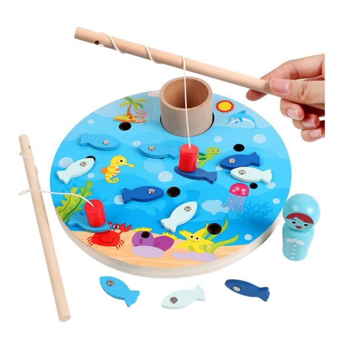 TOP BRIGHT Jeu de pêche magnétique pour enfants avec 2 cannes à pêche