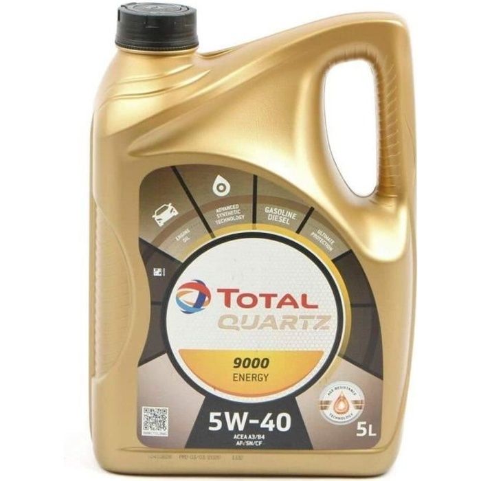 Huile Total Synthese 5w40 Quartz Energy 9000 5 litres