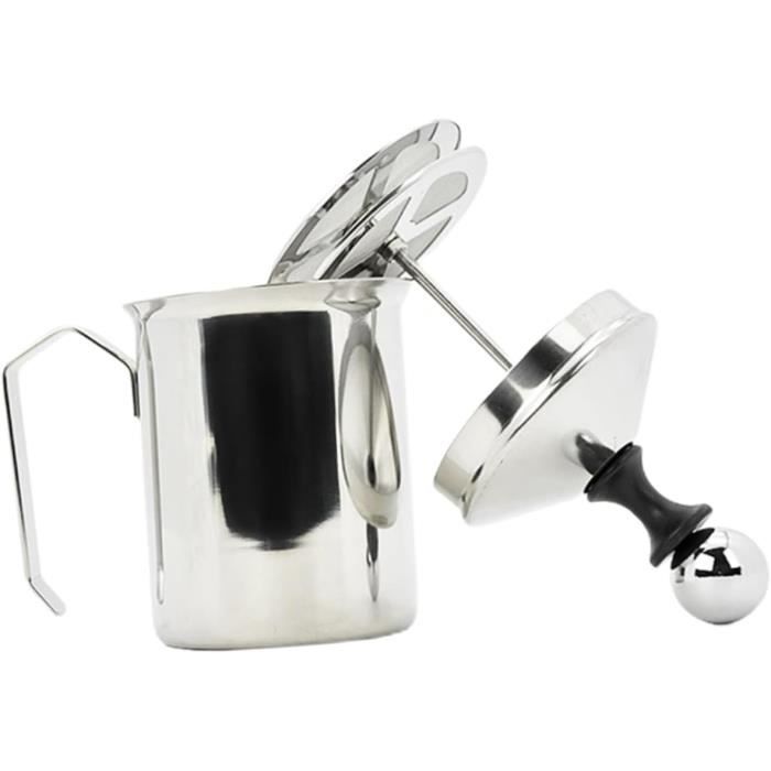 Qiilu Mousseur à Lait Manuel 800ML Manuel Mousseur à Lait Double Couche