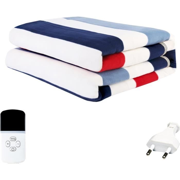 Couverture Chauffante Électrique 180x100 Cm – 6 Niveaux Chaleur, 4 Minuteries, Double Face Douce, Lavable En Machine