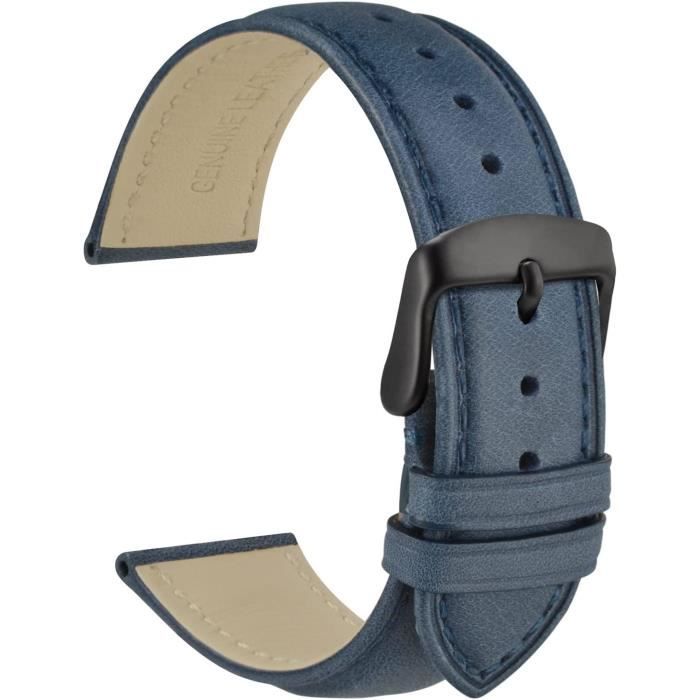 Ingersoll Bracelet de Rechange pour Montre Cuir Noir Croco Faltschl. Si