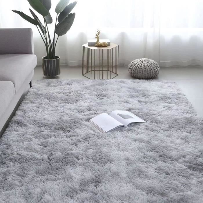 Tapis Poils Longs 50x80 Cm - Doux, Moelleux, Antidérapant, Lavable, Couleur Beige (GIBZ)