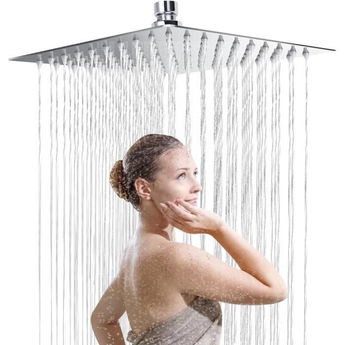 Krobec Pommeau de douche douchette fixe pour douche rond 304 acier