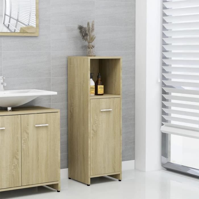 Armoire Salle De Bain 100x50cm - Style Industriel | Rangement Avec étagères Et Tiroirs - Noyer Noir