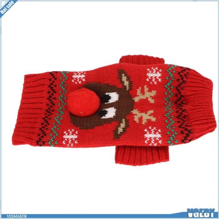 Meilleurs prix pour Pull pour chien - V GEBY - Bonhomme de neige - Rouge - Taille XS 22cm - Tissu acrylique chaud