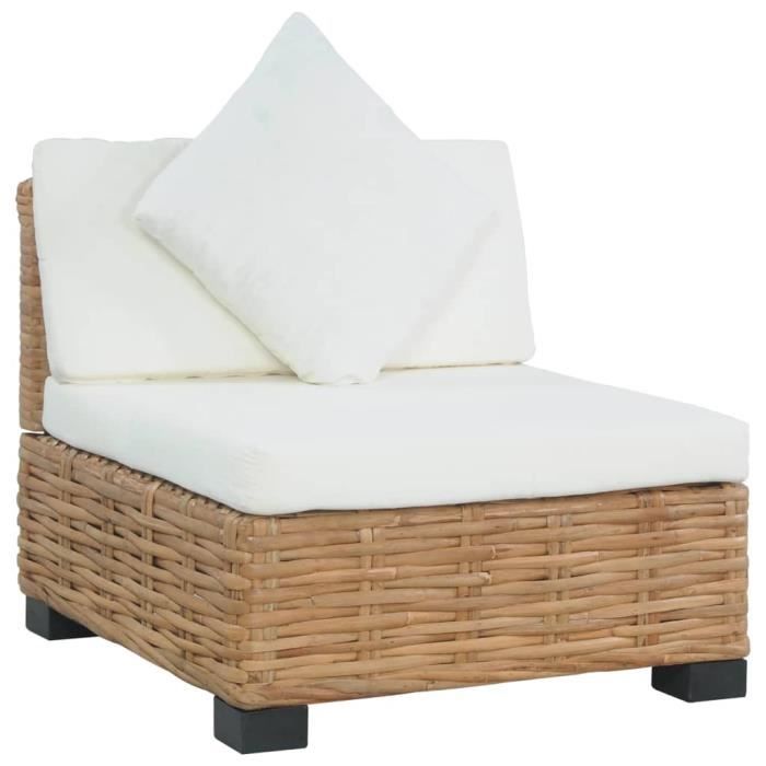 Canapé sans accoudoirs - VIDAXL - Rotin naturel - Marron blanc crème - Durable et viable