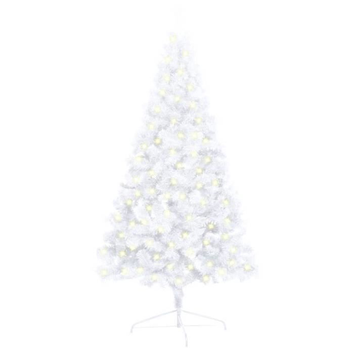 Ventehot® Sapin de Noël artificiel moitié LED et support Blanc 120 cm