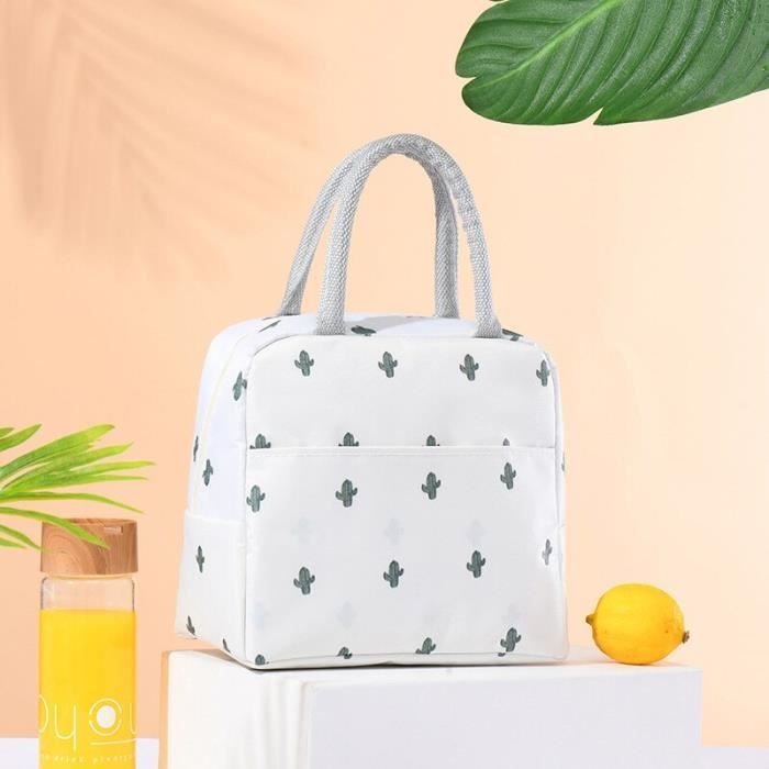 LUNCH BOX - BOITE A REPAS,white cactus--Sac ?� Lunch ?�tanche de qualit?�, sac ?� Lunch de qualit?� 
