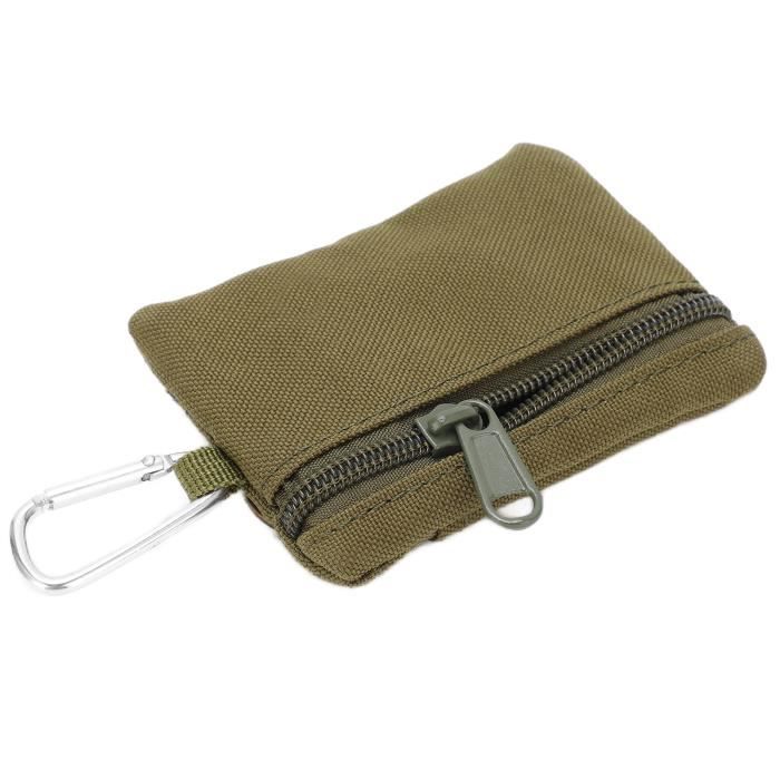 Pochette EDC Molle Portachiavi In Nylon Verde Oliva - Mini Borsa Tascabile 9x11 Cm Per Campeggio, Trekking E Uso Quotidiano