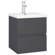 3356806© Design Rétro Scandinave Meuble sous vasque avec lavabo | Meuble sous-lavabo | intégré Gris Aggloméré-1