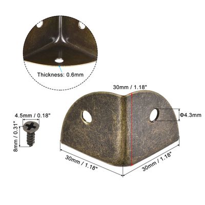 2 Protecteurs D'angle En Métal Chromé 50x50x50 Mm - Pour Renforcer Les Coins De Boîtes, Meubles En Bois