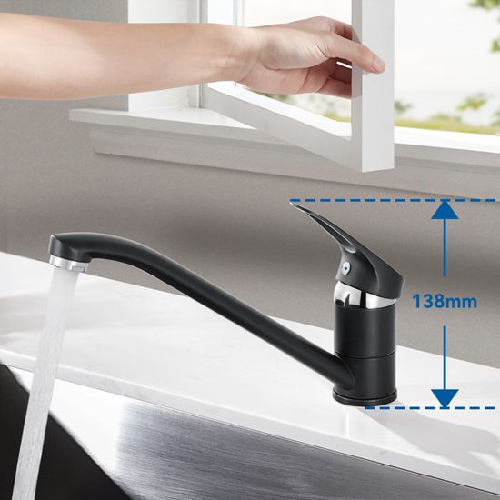 Robinet de cuisine à poignée unique en laiton doré - Rotation à 360° - Robinet d'évier de cuisine - Avec douchette extractible Robinet de cuisine à poignée unique en laiton doré - Rotation à 360° - Robinet d'évier de cuisine - Avec douchette extractible