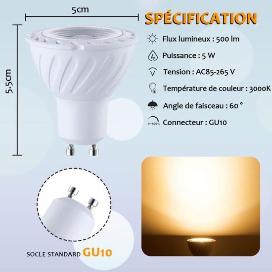 Spot led GU10 3 watt RGB (eq. 35 watt) - Couleur eclairage - RVB
