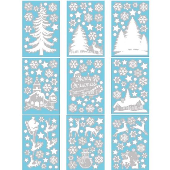 192 Stickers Noel, Decoration Noel Stickers Noel Fenetre Réutilisable, Décoration Noel Blanc