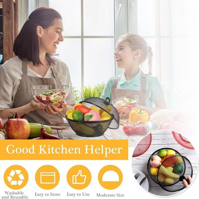 Corbeille à Fruits Anti-Moucherons Avec Couvercle - Protection Contre Les Mouches - Double Étage Pour Cuisine Moderne