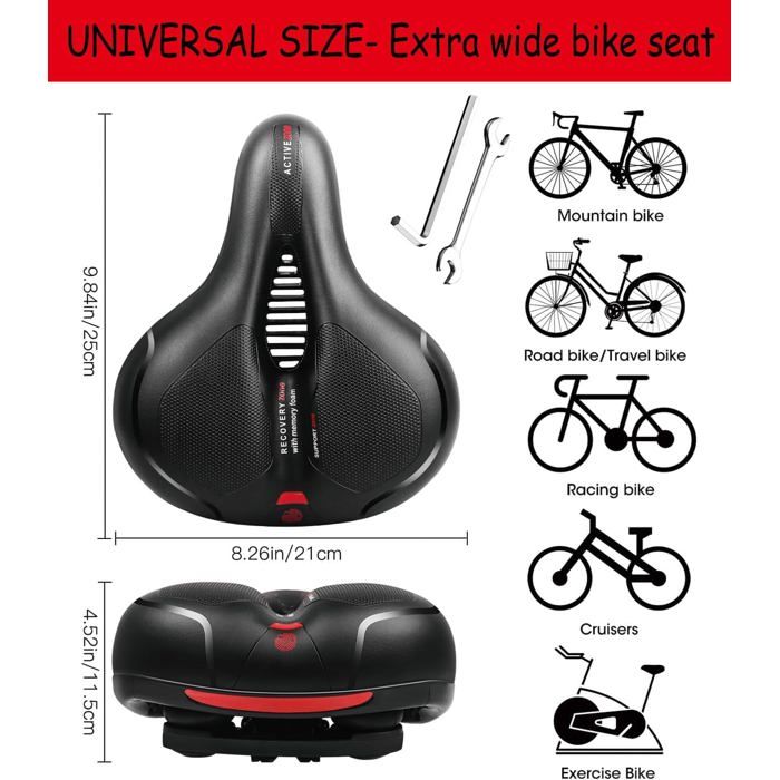 SELLE - TIGE DE SELLE Selle de Vélo Ergonomique en Gel avec grand
